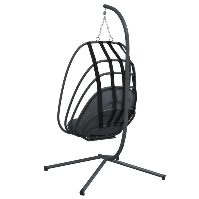 Hanging Egg Chair with Stand in Anthracite and Steel - Little and Giant Explorers vidaXL