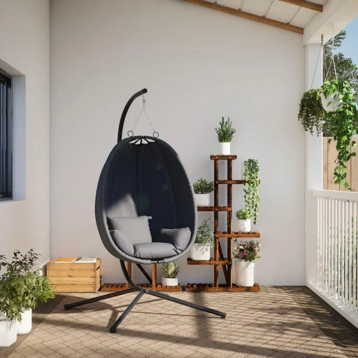 Hanging Egg Chair with Stand in Anthracite - Little and Giant Explorers vidaXL