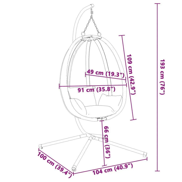 Hanging Egg Chair with Stand in Anthracite - Little and Giant Explorers vidaXL