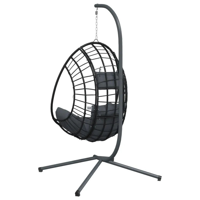 Hanging Egg Chair with Stand in Anthracite, Rattan and Steel - Little and Giant Explorers vidaXL