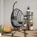 Hanging Egg Chair with Stand in Anthracite, Rattan and Steel - Little and Giant Explorers vidaXL