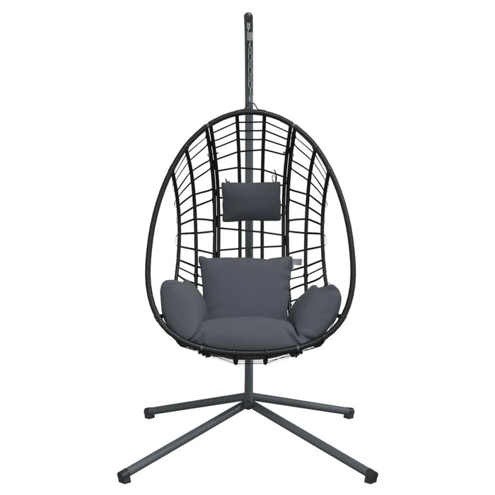 Hanging Egg Chair with Stand in Anthracite, Rattan and Steel - Little and Giant Explorers vidaXL