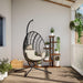 Hanging Egg Chair with Stand in Beige and Rattan - Little and Giant Explorers vidaXL