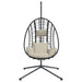 Hanging Egg Chair with Stand in Beige and Rattan - Little and Giant Explorers vidaXL