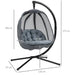 Hanging Egg Swing Chair with Stand – Black and Grey | Folding Basket, Cushion and Pocket OUTSUNNY - Little and Giant Explorers Outsunny