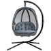 Hanging Egg Swing Chair with Stand – Black and Grey | Folding Basket, Cushion and Pocket OUTSUNNY - Little and Giant Explorers Outsunny