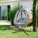 Hanging Egg Swing Chair with Stand – Black and Grey | Folding Basket, Cushion and Pocket OUTSUNNY - Little and Giant Explorers Outsunny