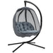 Hanging Egg Swing Chair with Stand – Black and Grey | Folding Basket, Cushion and Pocket OUTSUNNY - Little and Giant Explorers Outsunny