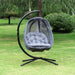 Hanging Egg Swing Chair with Stand – Black and Grey | Folding Basket, Cushion and Pocket OUTSUNNY - Little and Giant Explorers Outsunny