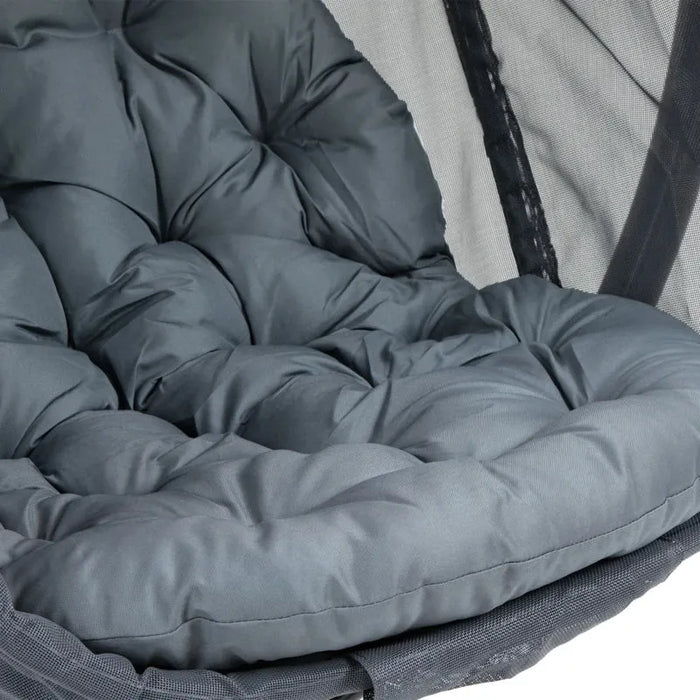 Hanging Egg Swing Chair with Stand – Black and Grey | Folding Basket, Cushion and Pocket OUTSUNNY - Little and Giant Explorers Outsunny