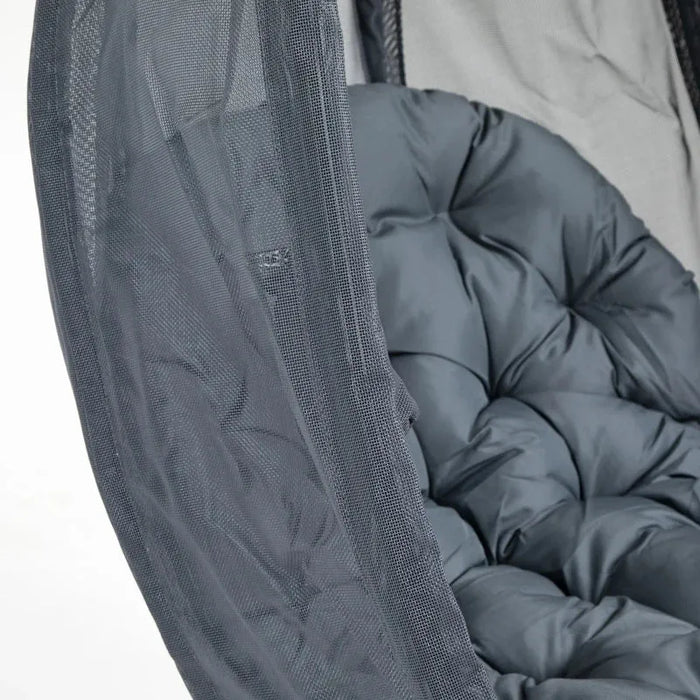 Hanging Egg Swing Chair with Stand – Black and Grey | Folding Basket, Cushion and Pocket OUTSUNNY - Little and Giant Explorers Outsunny