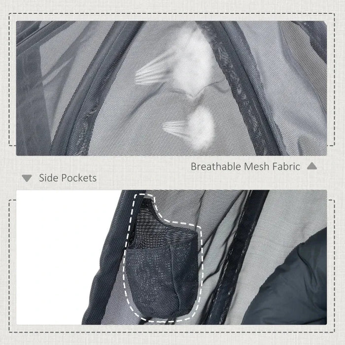 Hanging Egg Swing Chair with Stand – Black and Grey | Folding Basket, Cushion and Pocket OUTSUNNY - Little and Giant Explorers Outsunny