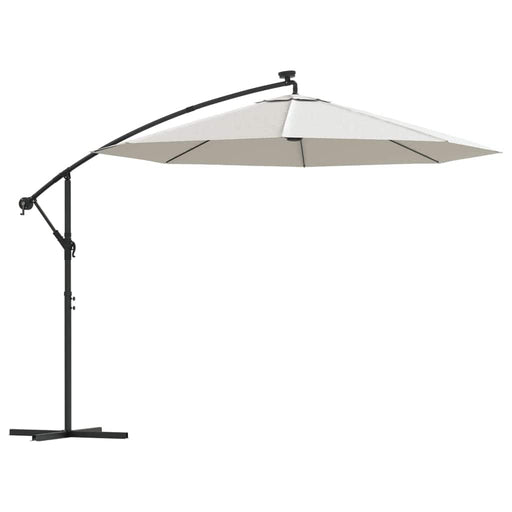 Hanging Parasol with LED Lighting in Sand - Little and Giant Explorers vidaXL