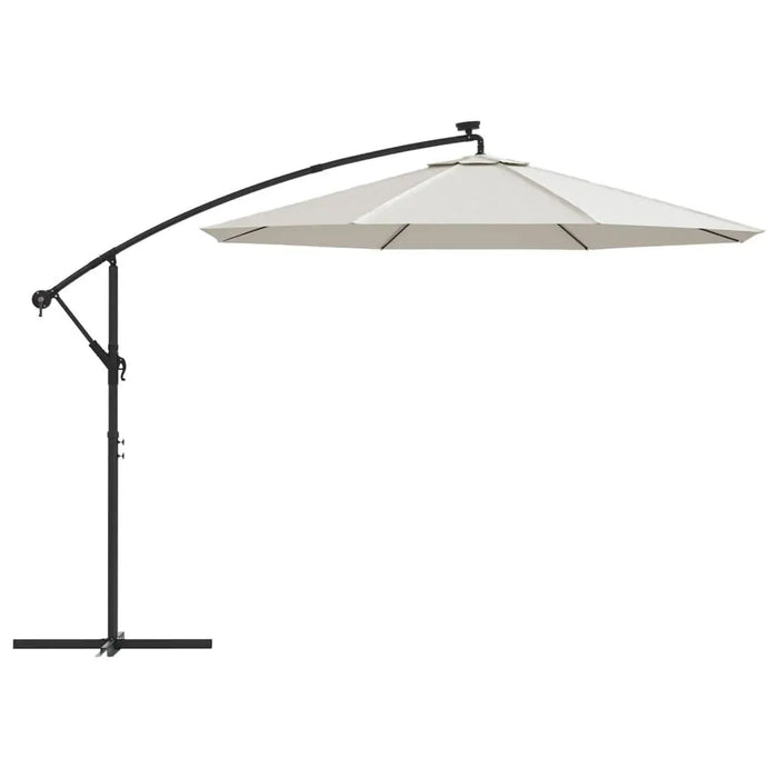 Hanging Parasol with LED Lighting in Sand - Little and Giant Explorers vidaXL