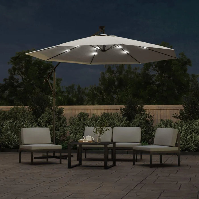 Hanging Parasol with LED Lighting in Sand - Little and Giant Explorers vidaXL