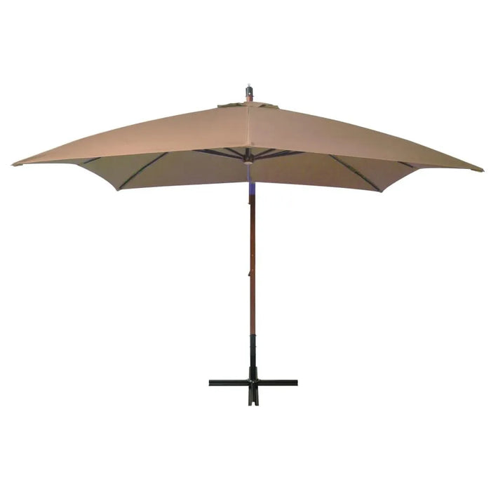 Hanging Parasol with Pole in Taupe and Solid Fir Wood (3 x 3m) - Little and Giant Explorers vidaXL