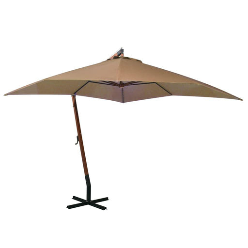 Hanging Parasol with Pole in Taupe and Solid Fir Wood (3 x 3m) - Little and Giant Explorers vidaXL