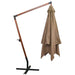 Hanging Parasol with Pole in Taupe and Solid Fir Wood (3 x 3m) - Little and Giant Explorers vidaXL