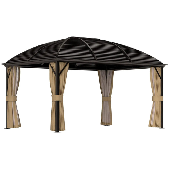 Hardtop Gazebo Canopy with Metal Roof and Netting (3 x 4m) - Little and Giant Explorers Outsunny