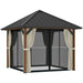 Hardtop Gazebo with Galvanised Steel Roof and Water Gutter (3 x 3m) - Little and Giant Explorers Outsunny