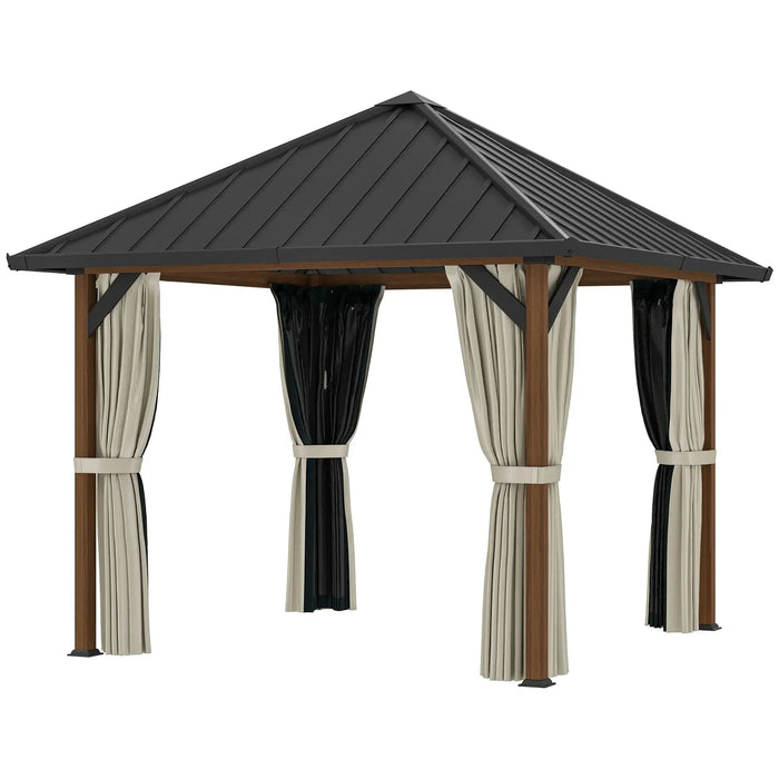 Hardtop Gazebo with Galvanised Steel Roof and Water Gutter (3 x 3m) - Little and Giant Explorers Outsunny