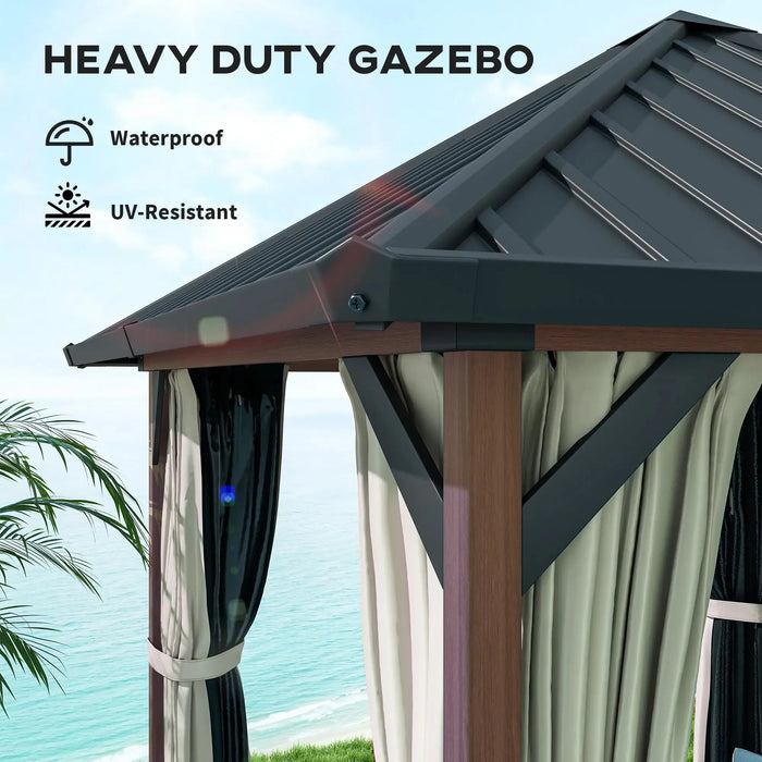 Hardtop Gazebo with Galvanised Steel Roof and Water Gutter (3 x 3m) - Little and Giant Explorers Outsunny