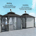 Hardtop Pavilion Gazebo Canopy with Double Metal Roof 3 x 3(m) - Little and Giant Explorers Outsunny