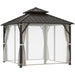 Hardtop Pavilion Gazebo Canopy with Double Metal Roof 3 x 3(m) - Little and Giant Explorers Outsunny