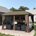 Hardtop Steel Gazebo Canopy with Aluminium Frame and Net Sidewalls (3.65 x 3m) - Little and Giant Explorers Outsunny