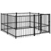 Heavy-duty black dog kennel with lockable door for secure training and play