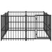 Black heavy-duty metal dog kennel with lockable door, secure training and play cage