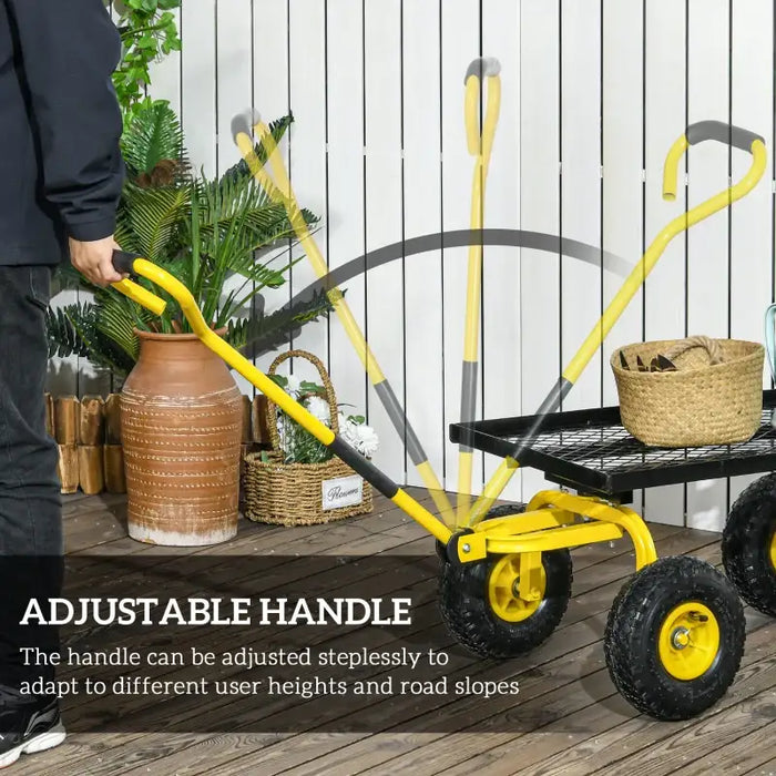 Heavy Duty Garden Trolley – 150kg Capacity | Steel Frame - 4 Pneumatic Tyres OUTSUNNY - Little and Giant Explorers Outsunny