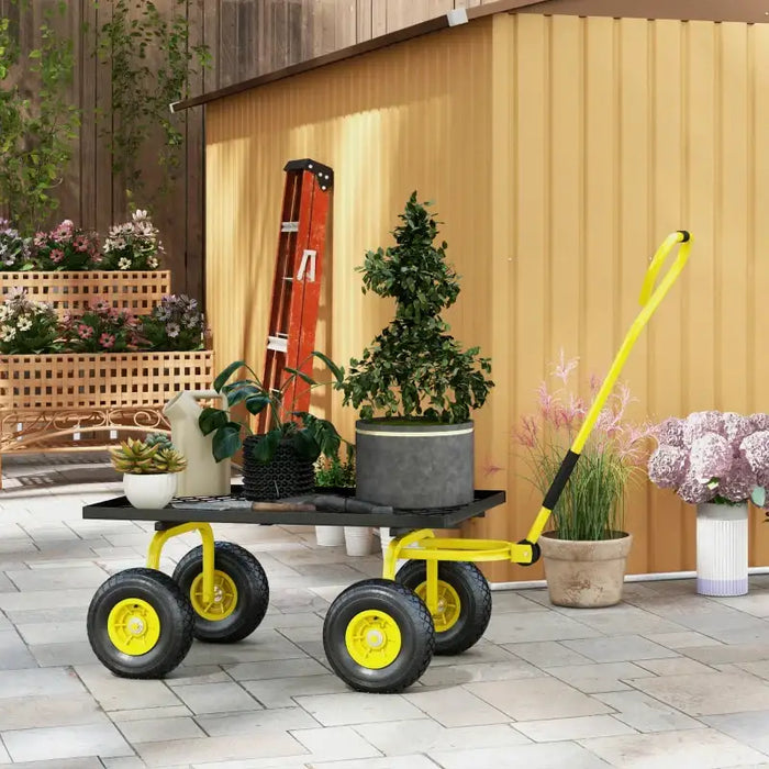 Heavy Duty Garden Trolley – 150kg Capacity | Steel Frame - 4 Pneumatic Tyres OUTSUNNY - Little and Giant Explorers Outsunny