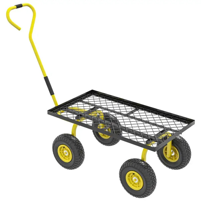 Heavy Duty Garden Trolley – 150kg Capacity | Steel Frame - 4 Pneumatic Tyres OUTSUNNY - Little and Giant Explorers Outsunny