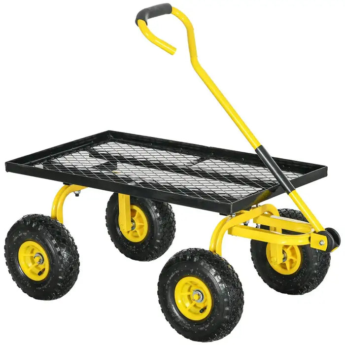 Heavy Duty Garden Trolley – 150kg Capacity | Steel Frame - 4 Pneumatic Tyres OUTSUNNY - Little and Giant Explorers Outsunny