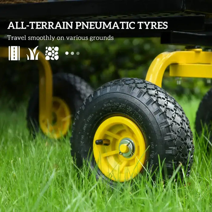 Heavy Duty Garden Trolley – 150kg Capacity | Steel Frame - 4 Pneumatic Tyres OUTSUNNY - Little and Giant Explorers Outsunny