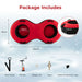 Red double inflatable snow tube with handles, 200cm long, 98cm wide, includes tow strap, pump, repair kit, tool, valve cap