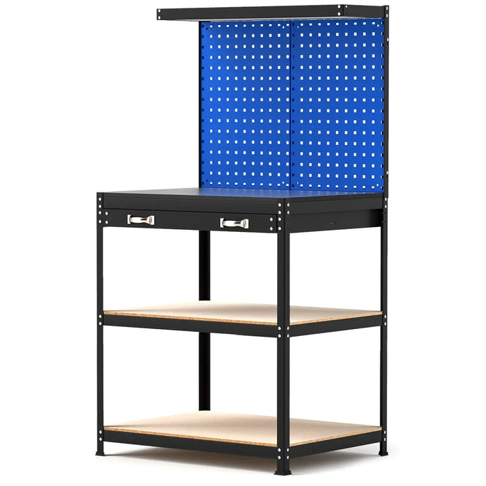Heavy-Duty Workbench – Navy Metal Garage Table | Pegboards and Hanging Accessories COSTWAY - Little and Giant Explorers Costway