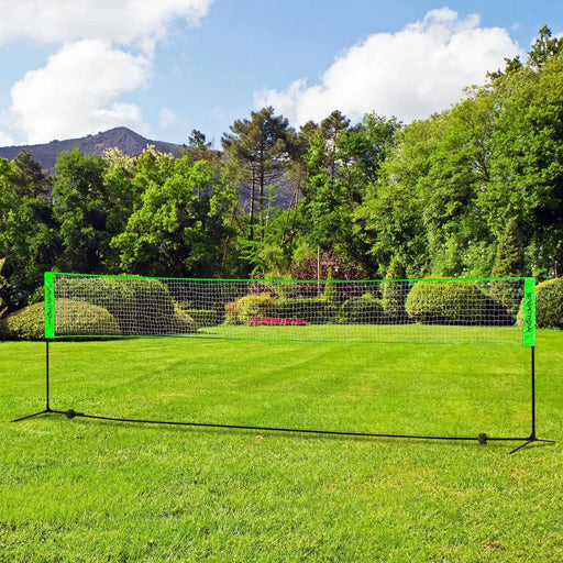 Height Adjustable Badminton Net Set with 3 Shuttlecocks and 4 Rackets - Little and Giant Explorers SPORTNOW