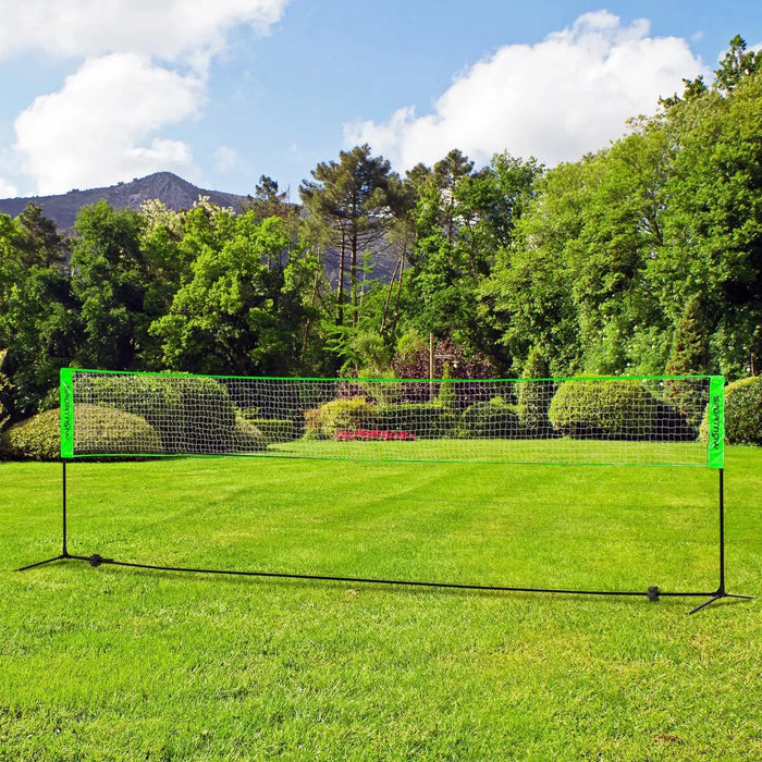 Height Adjustable Badminton Net Set with 3 Shuttlecocks and 4 Rackets - Little and Giant Explorers SPORTNOW