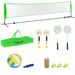 Height Adjustable Badminton Net Set with 3 Shuttlecocks and 4 Rackets - Little and Giant Explorers SPORTNOW