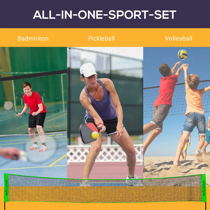 Height Adjustable Badminton Net Set with 3 Shuttlecocks and 4 Rackets - Little and Giant Explorers SPORTNOW