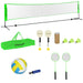 Height Adjustable Badminton Net Set with 3 Shuttlecocks and 4 Rackets - Little and Giant Explorers SPORTNOW