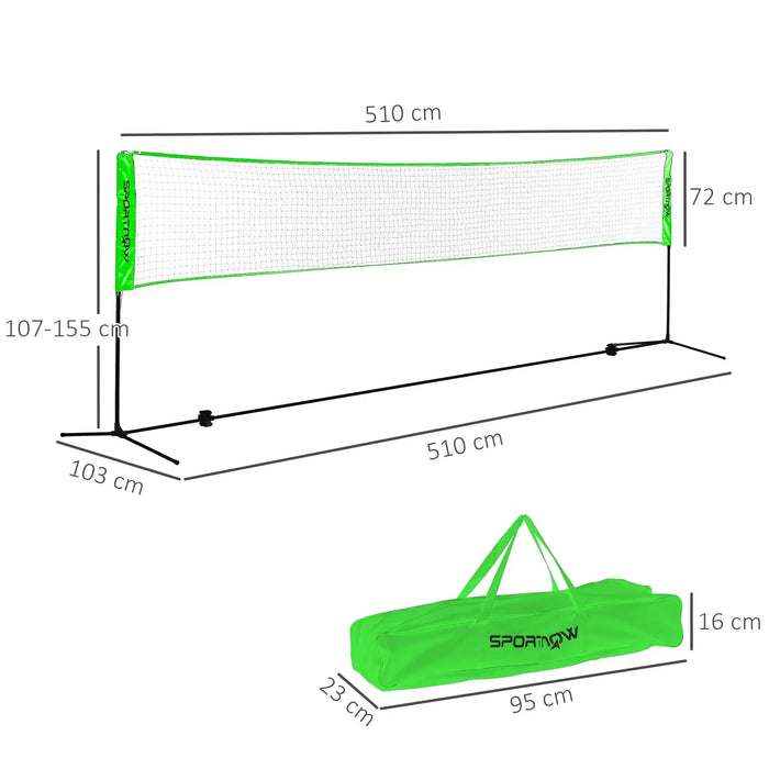 Height Adjustable Badminton Net Set with 3 Shuttlecocks and 4 Rackets - Little and Giant Explorers SPORTNOW