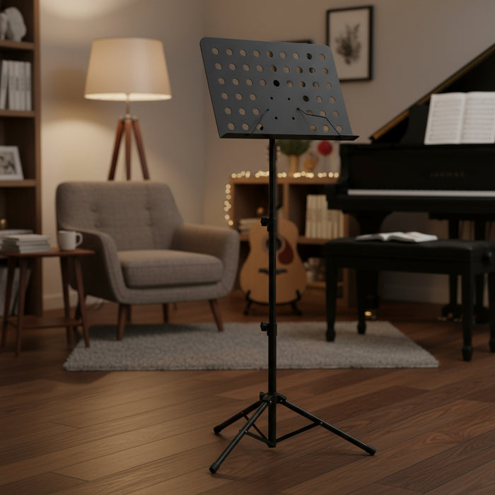 Music Book Stand in Black and Steel - Little and Giant Explorers vidaXL