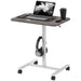 Height Adjustable Standing Desk with Wheels and Headphone Hook in Grey - Little and Giant Explorers HOMCOM