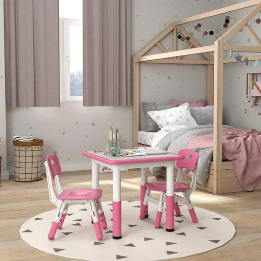 Height Adjustable Toddler Table and Chair Set in Pink - Little and Giant Explorers AIYAPLAY