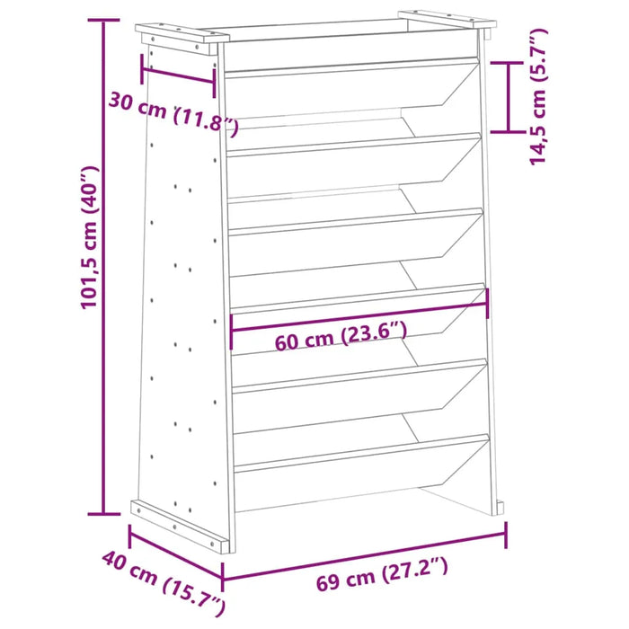 Herb Planter 6-Tier in Impregnated Wood Pine (69 x 40 x 101.5cm) - Little and Giant Explorers vidaXL