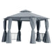 Hexagon Gazebo Patio Canopy with 2 Tier Roof in Grey (3 x 3m) - Little and Giant Explorers Outsunny