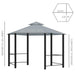 Hexagon Gazebo Patio Canopy with 2 Tier Roof in Grey (3 x 3m) - Little and Giant Explorers Outsunny